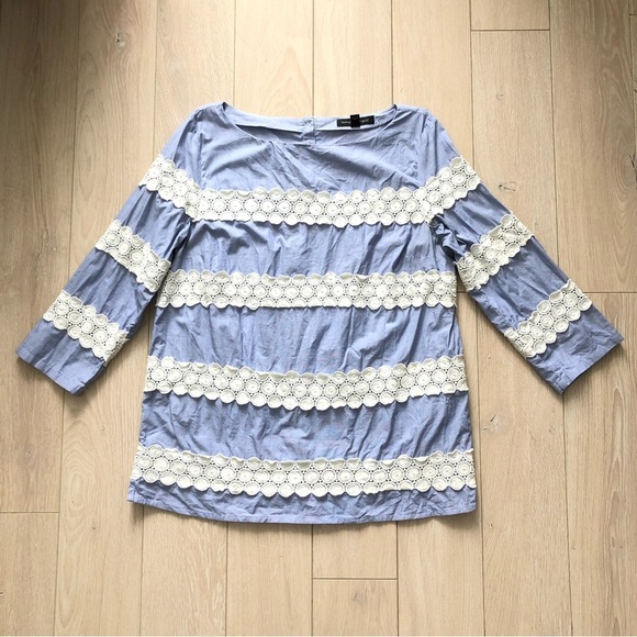 Banana Republic Blue Lace Detailed Top - Picture 1 of 12